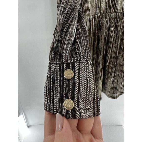 Michael Kors Dress Size XS Metallic Empire Waist V Neck Party Office Gold Event‌ - Picture 2 of 8